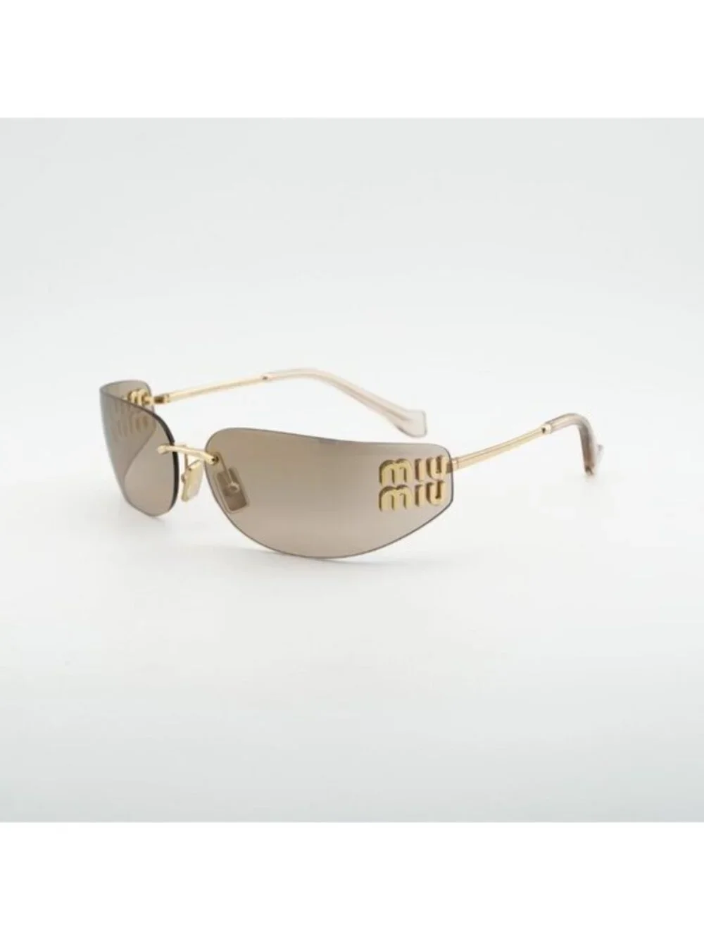 Miu Miu MUA51S 5AK20P Sunglasses Gold Rectangle Frame, Bronze Mirror Lenses